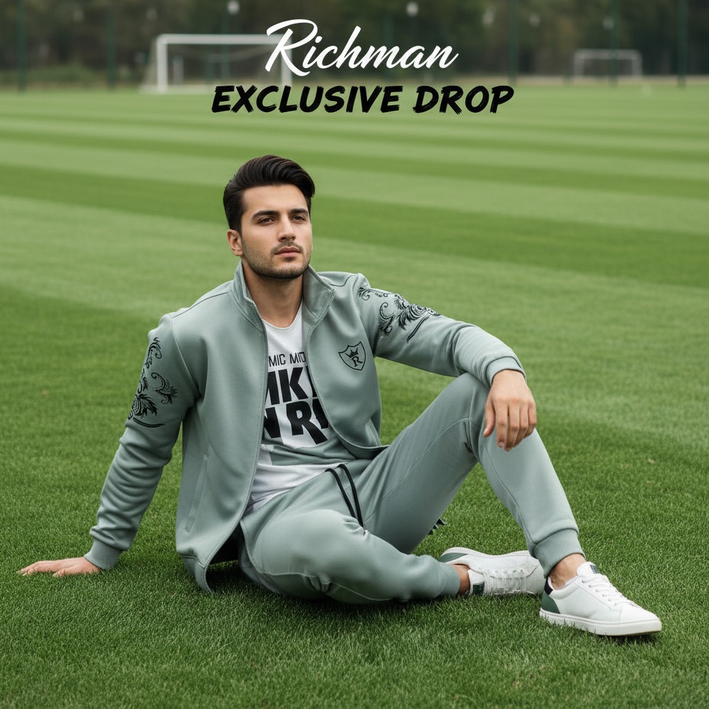Richman Men's Tracksuit Set Full Zip Long Sleeve Jogging and Gym Wear