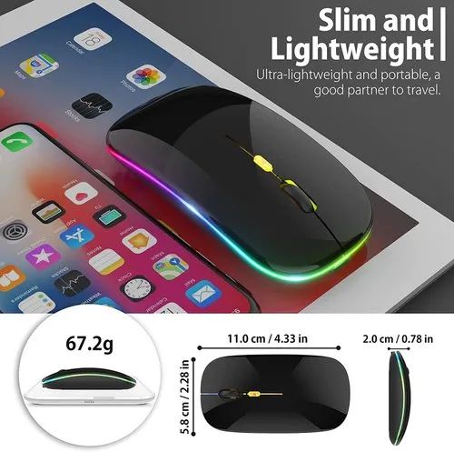 RGB WIRELESS MOUSE RECHARGEABLE 2.4GHZ + Bluetooth WITH ADJUSTABLE DPI