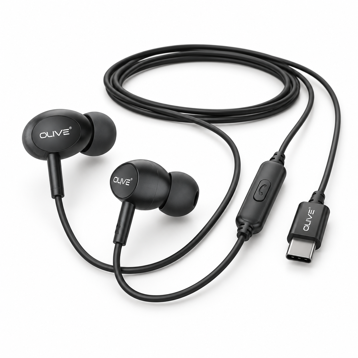 Type C Wired Earphones with Mic – USB C In Ear Handsfree Headphones with Call Control Button for Android Smartphones & USB C Devices | Black