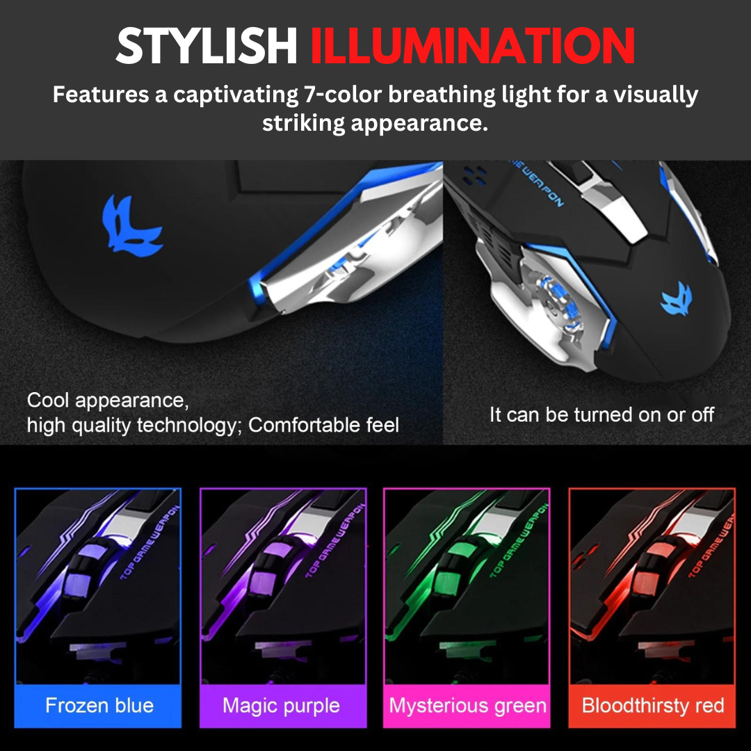 【PRO】Rechargeable RGB Wireless Gaming Mouse With 3200 dpi Mechanical 6 Programmable Buttons - USB 3.0 Optical LED Bluetooth Wireless Mouse - 2.4GHz 7M RGB LED Light With Mouse Pad for Smart TV, PC, Laptop, Computer, Gaming, Pubg Mobile - Add To Cart