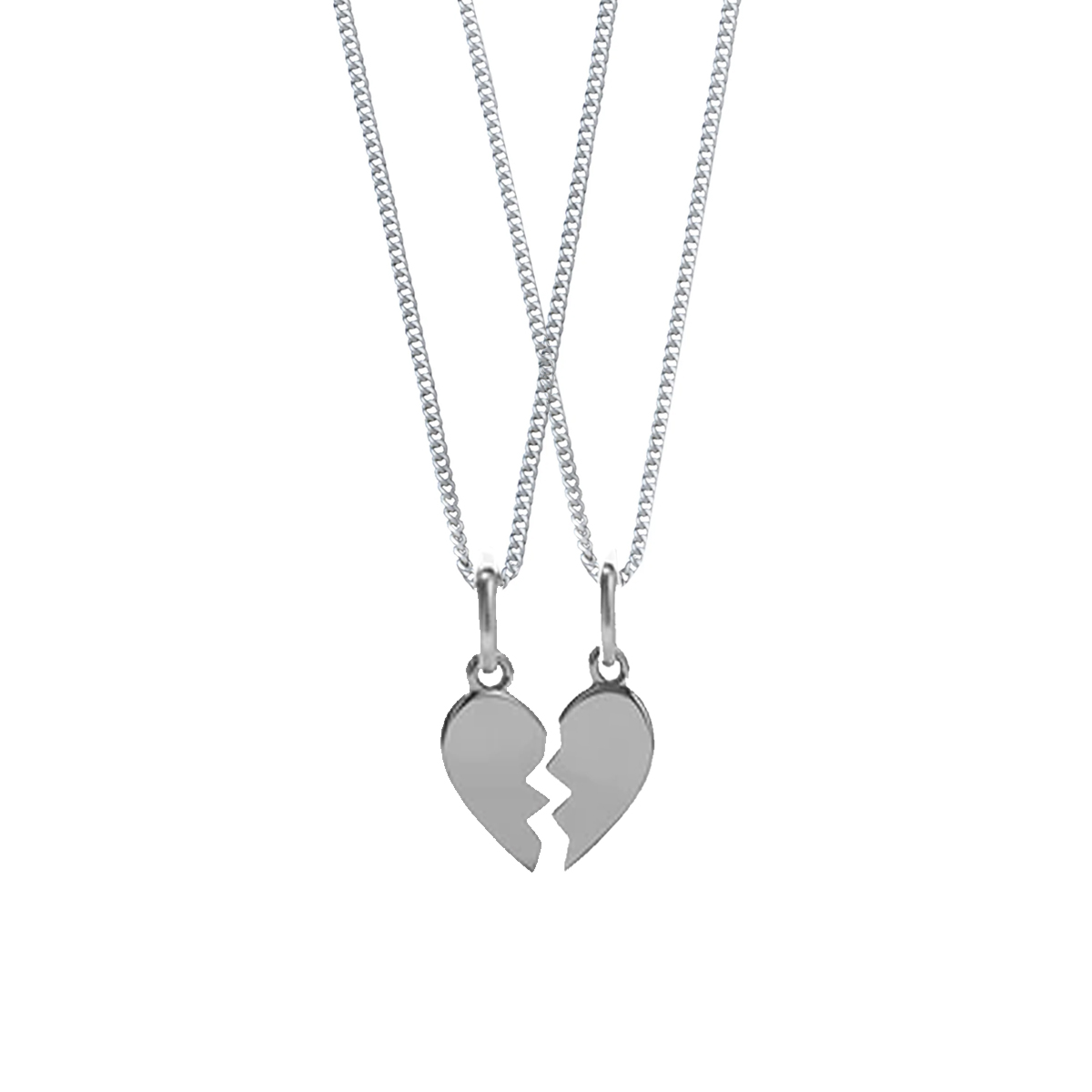 2 Pcs Silver Heart Broken Pendant Necklace With 2 Chain For Girls Women Couples Men Friendship Nacklace - Heart Broken Non Magnetic Matching Couple Best Friend Ship Locket For Ladies