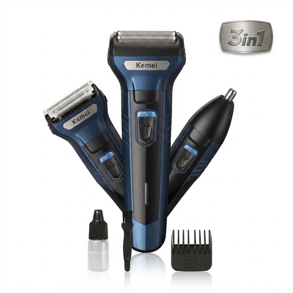 Original 3 in 1 Rechargeable Shaving Machine for Men | Hair Clipper | Beard Trimmer | Electric Shaver | Hair Removal & Beard Styling | Cordless Grooming Kit