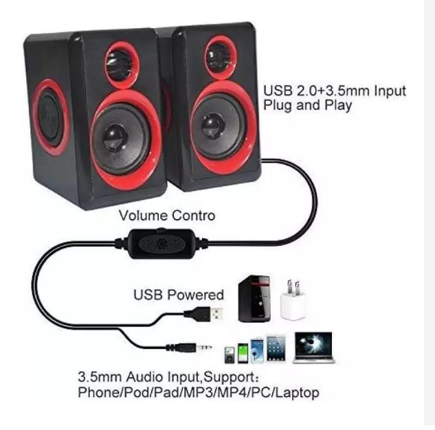 New Ft 165 Prime USB Speaker With Heavy Bass,Subwoofer, Volume Control, 3.5mm Audio, USB Wired Powered Built-in Four Loudspeaker Diaphragm Multimedia Speaker for PC/Laptops/desktop/ Computer