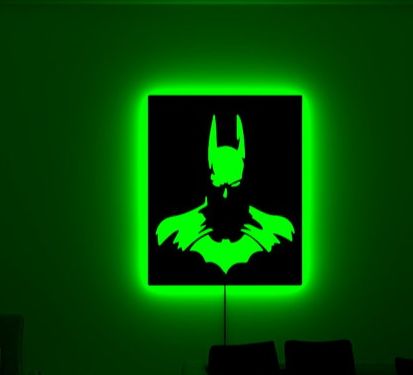 Modern LED Batman Silhouette Wall Light - Multi-Color Decorative Light for Gaming Rooms and Kids' Bedrooms
