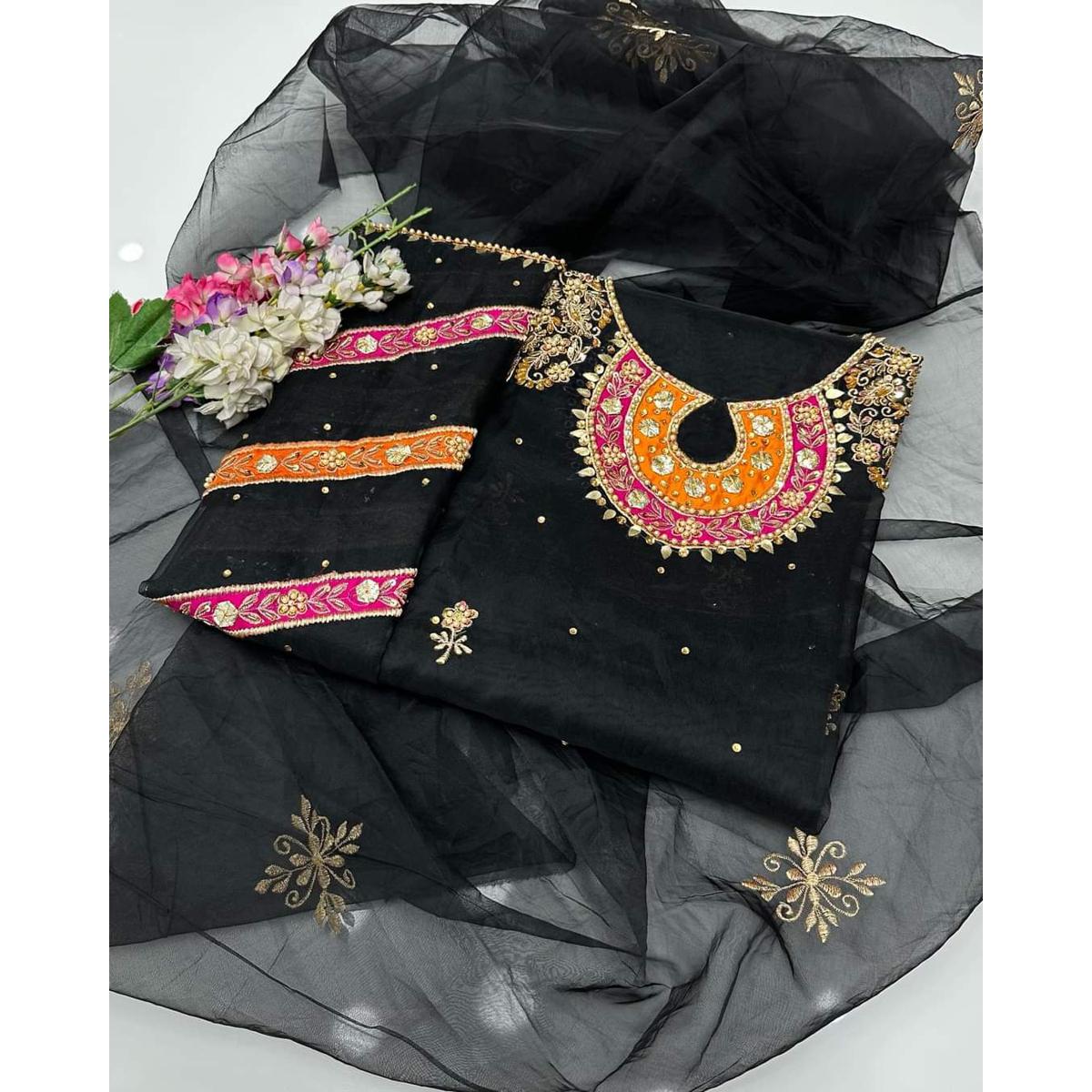 New Fancy 2 pieces dresses Collection - Handmade Zaari Beads and Gotta Work Organza Shirt, Beautiful Organza Dupatta
