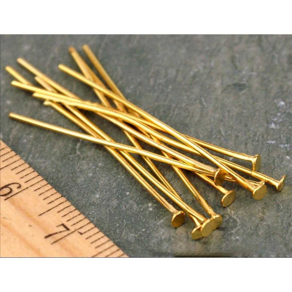 100 Pcs Pack (Golden & Silver) Metal Head Pins For Jewelry Making - 30mm - Flat Head Pins Craft Findings For DIY Earrings, Beading & Charms