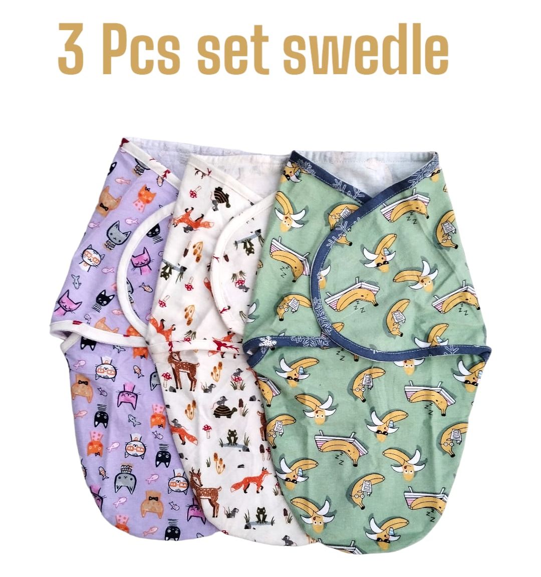 Premium Cotton Baby Swaddle Blanket Set, Soft Thermal Swaddle Wrap for 0-3 Months, Unisex, 3-Pack