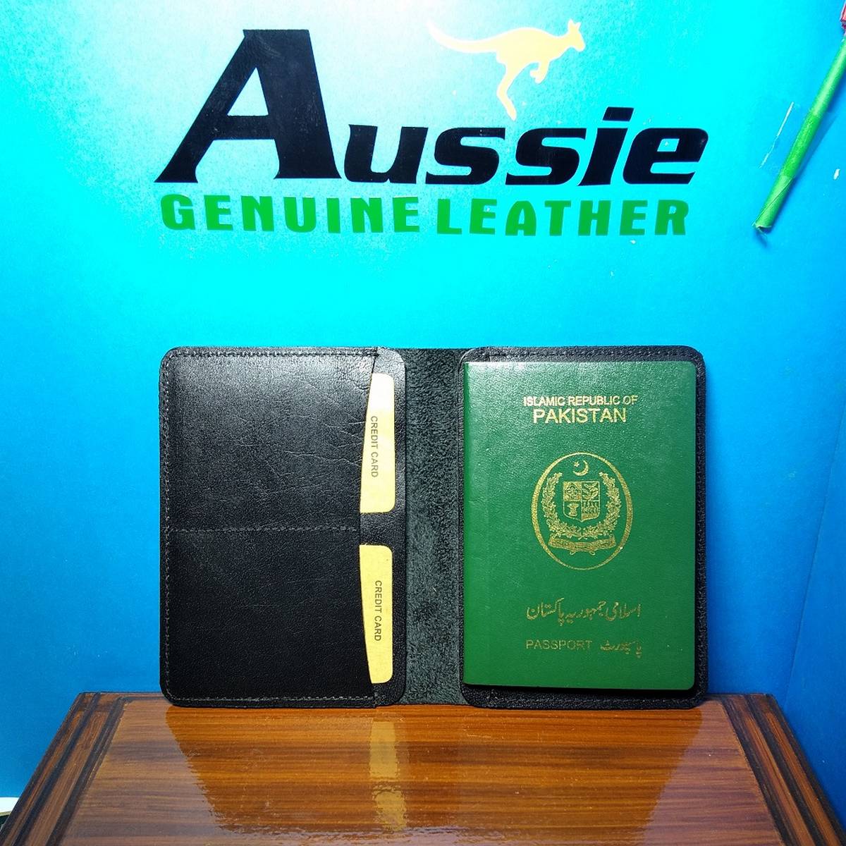 Genuine Leather Passport Cover Black