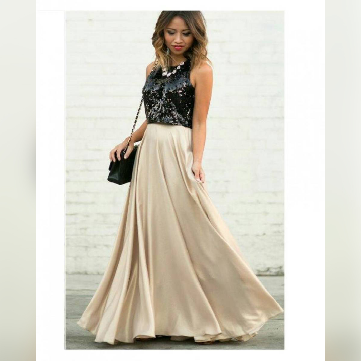 Gold skirt 2025 with black top