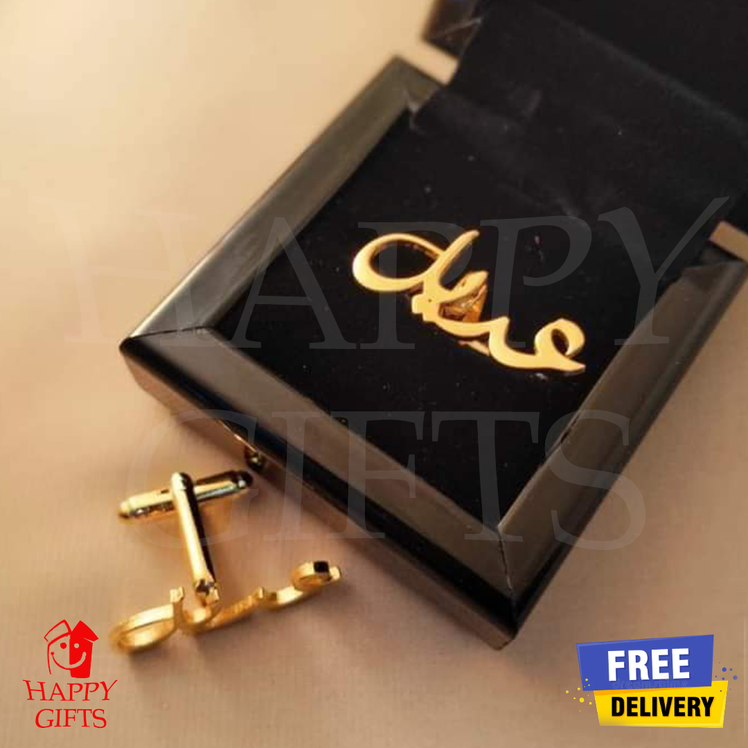 Customize Name Cufflinks, Customize Name Studs, Personalized Name Cufflinks, Cufflinks For Men with Name With Box Packing