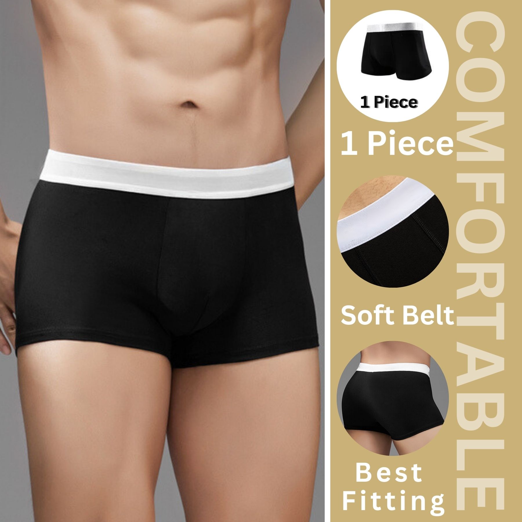 Bin-b Boxers For Men Pack of 3 Cotton Fabric Breathable Underwear Random Multiple Color