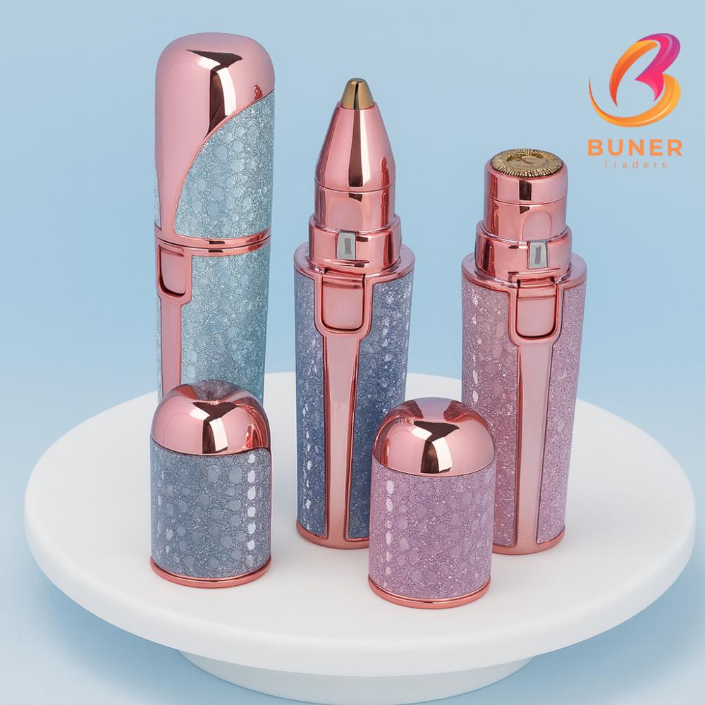 Premium Facial Hair Remover Machine Razor - Rechargeable Trimmer Tool for Women - Best Quality Chargeable Electric Shaver for Upper Lip, Chin, Cheeks & Eyebrows - 2 in 1 Eyebrow Trimmer - Painless, Pocket Sized & Lipstick Shape