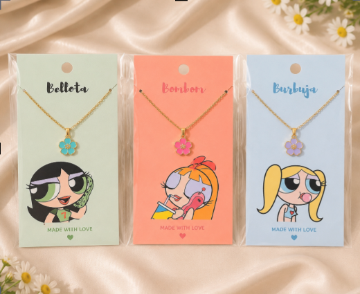 3 Pcs Cute Flower Pendant Necklace Set for Girls – Korean Style Best Friend Gold Chain Necklaces