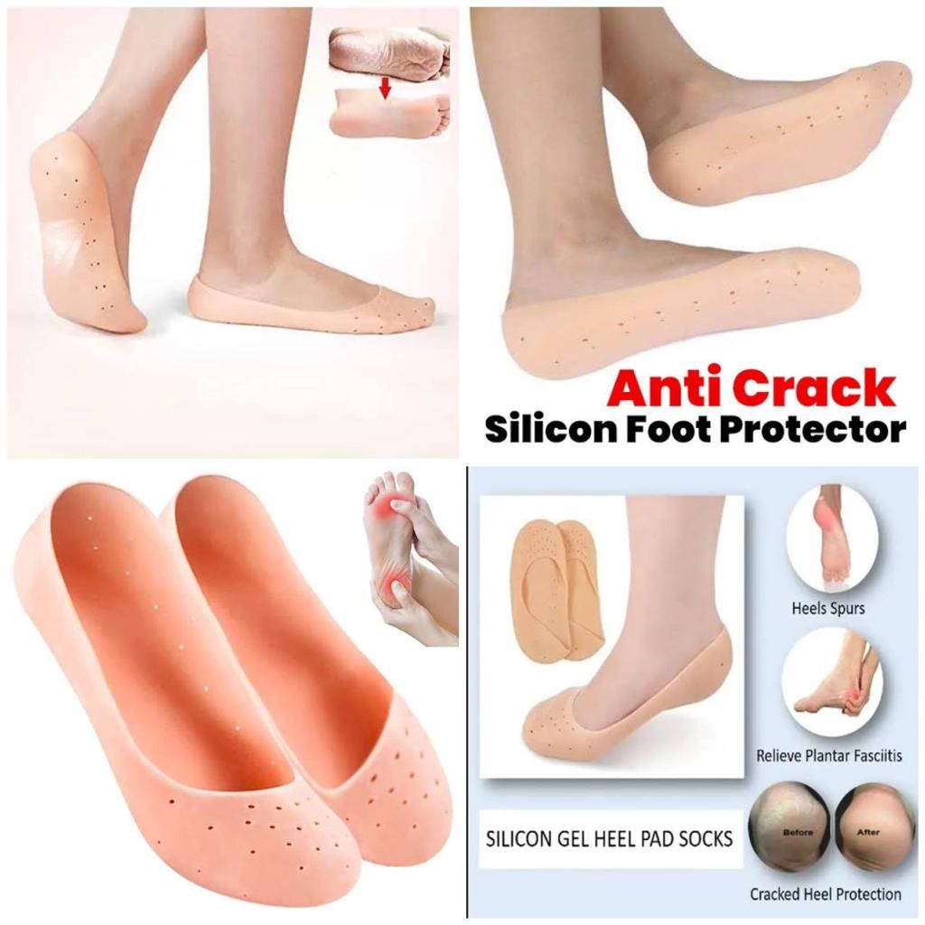 Silicone Gel Full Heel Protector Soft Socks For Hard Cracked, Dry Skin- One Pair