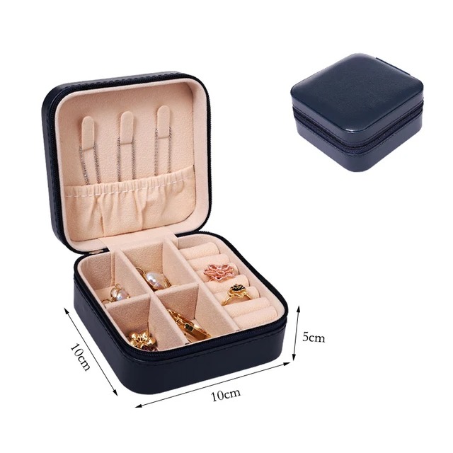 Leather Travel Jewelry Organizer Box for Women – Portable Storage Case for Hair Accessories & Rings – Classic Style – All Season