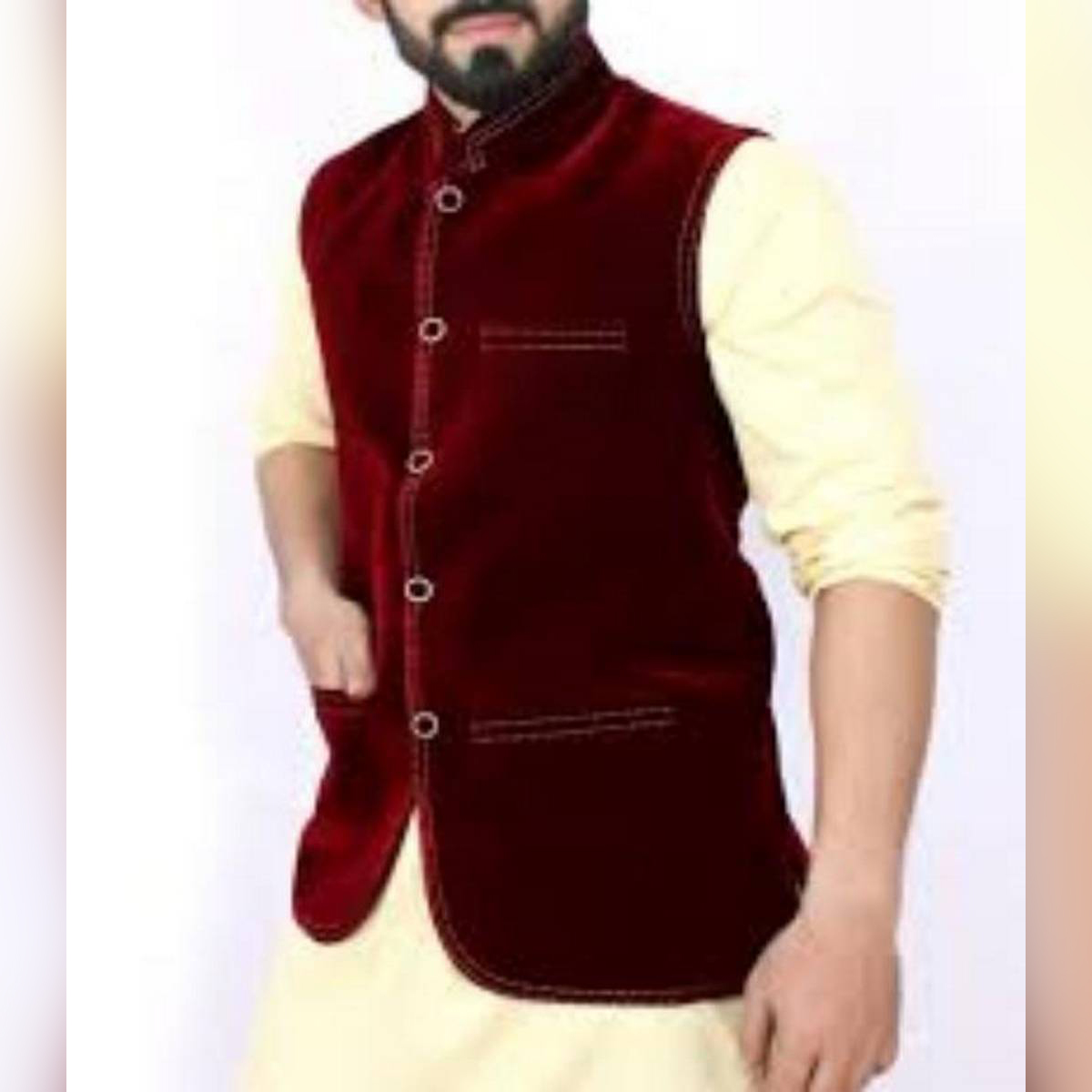 maroon waist coat