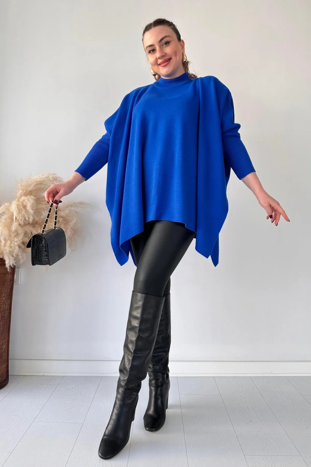 Plain Poncho Shawl Style Top Fleece Poncho For Women Winter