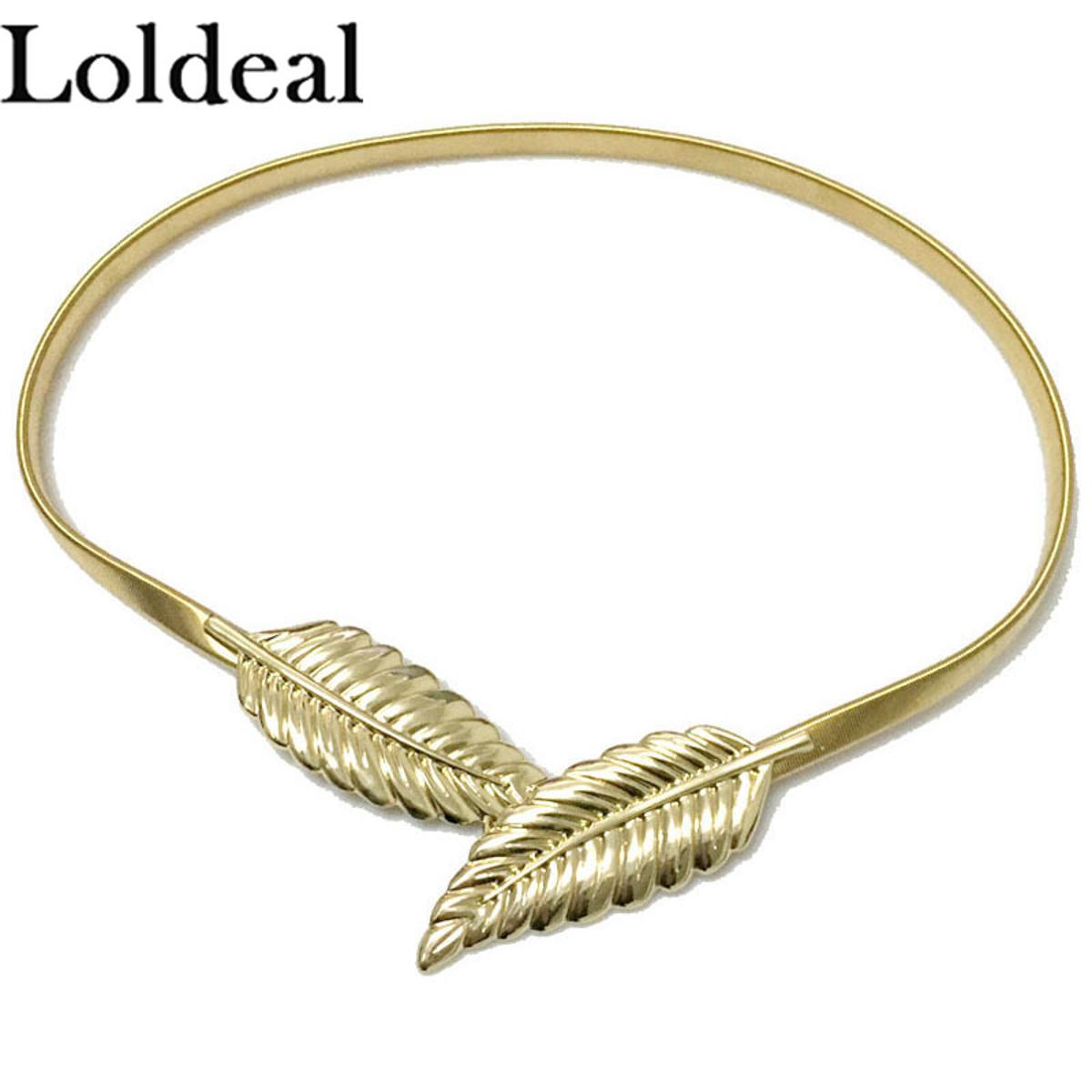 2022 New Leaf Shape Belts For Girl Women's Belt Gold Silver Leaf Elastic Metal Stretch High Waist Band Dress Cummerbund Wedding
