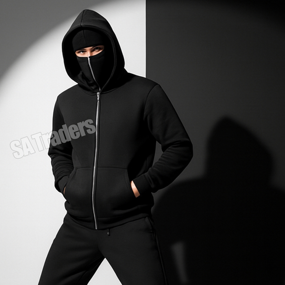 New Black Ninja Balaclava Zipper Hoodies For Men | Ninja Zipper Hoodies For Men | Ninja Hoodies For Men | Mens Hoodies | Hoodies For Boys | Balaclava Men Hoodies | Baclava Ninja Hoodies For Men & Women | Hoodies For Girls | Winter Clothes For Men