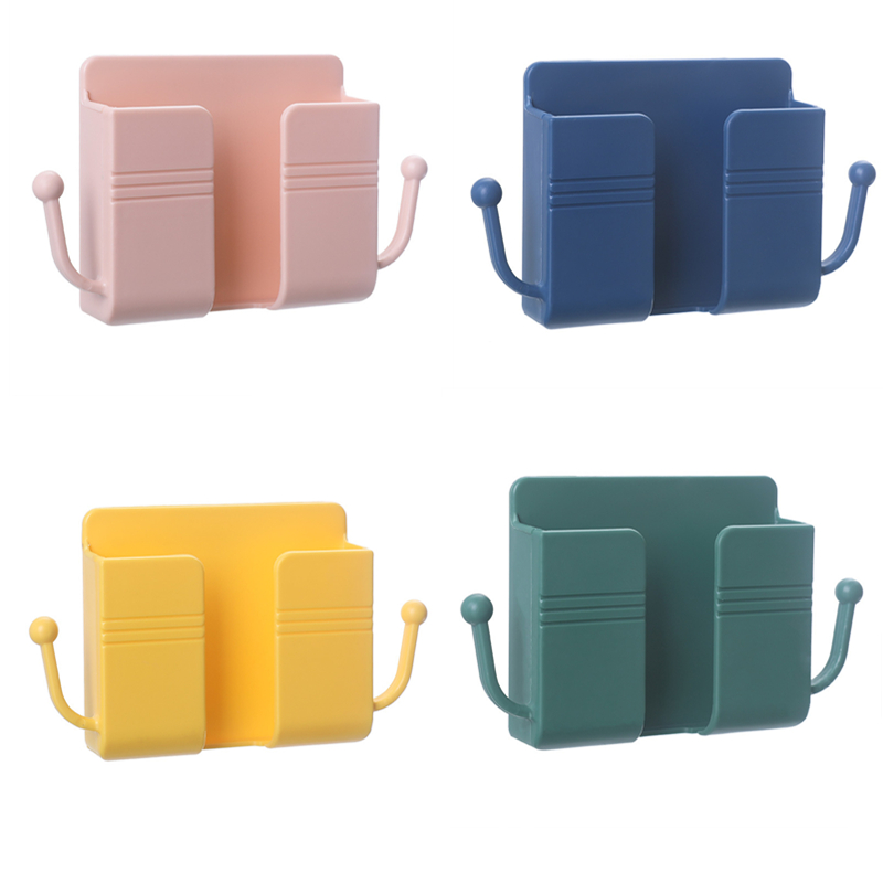 Wall Fixed Mount Holder Mobile Phone Charging Stand Remote Control Storage Box Bedside Charging Holder Space Savers