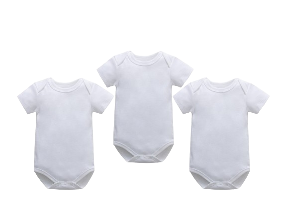 Pack of 3 Newborn Baby Romper/Bodysuit/Onesies for Baby Boy & Baby Girl In Cotton Stuff Half Sleeves - White - 0-12M