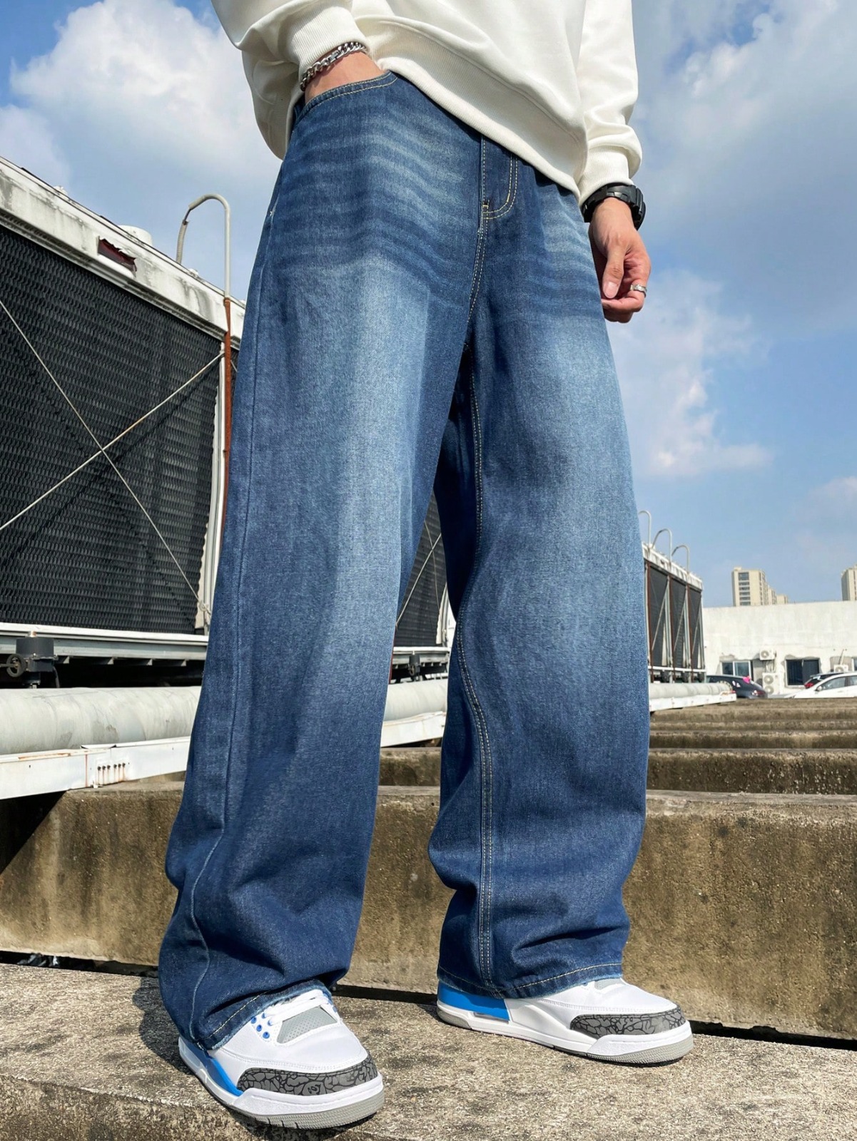 ramazan offer Wide Leg  Baggy Relaxed Straight Loose Bottom denim jeans pants for Men 26 to 46 waist