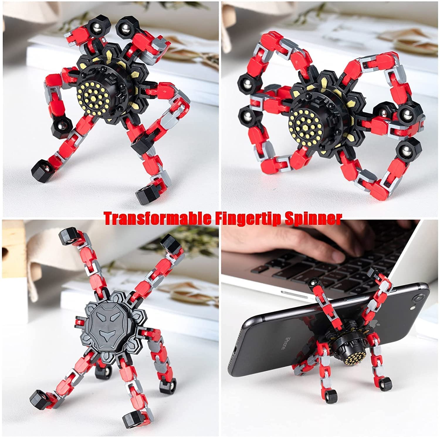 Fingertip Mechanical Top, Gyro Spinning Top Toy, Transformable Creative Chain Mechanical Gyro Robot Toy, Sensory Fidget Toys, Stress Relief and Anti Anxiety Toys for Adult and Kids