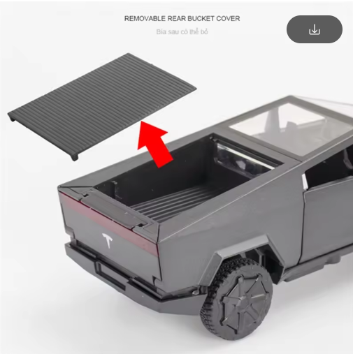 1:32 Tesla Cybertruck Alloy Diecast Model Car – Electric Pickup Toy Vehicle with Pull Back, Lights & Openable Doors view 3