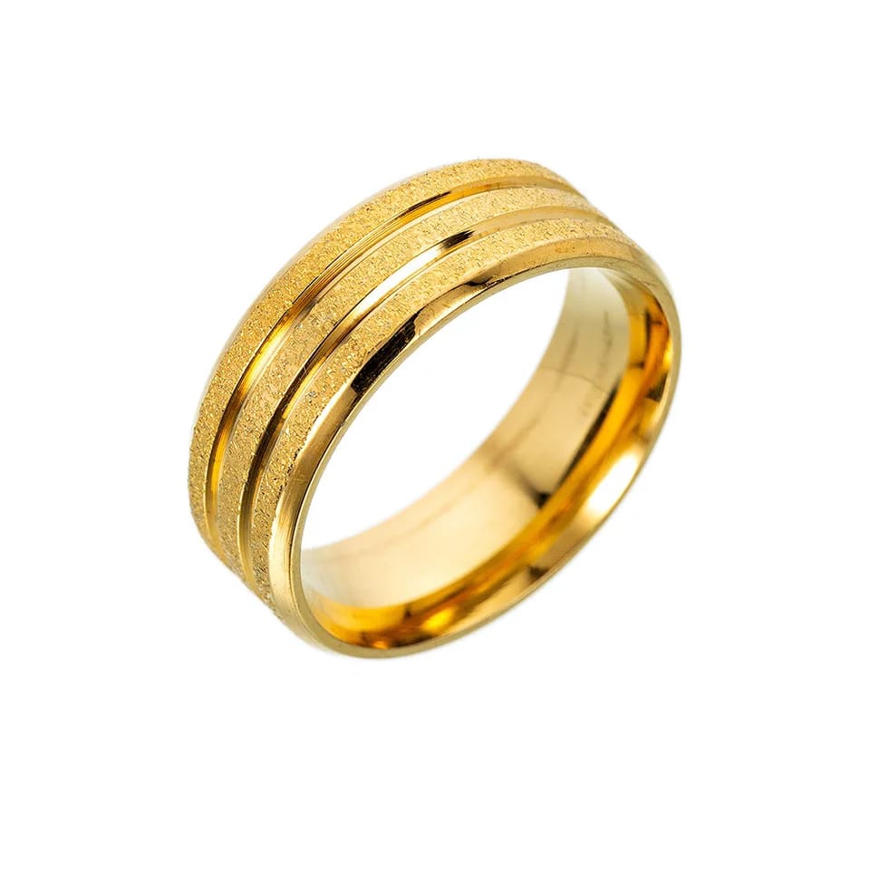 Gold Rings Frosted Groove Titanium Steel Gold-plated Couples Ring Wedding Engagement Jewelry Gift