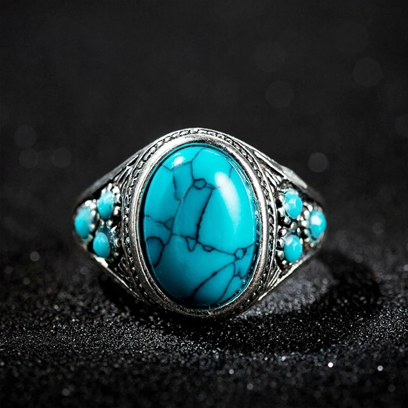 Turquoise Engagement Ring For Men Vintage Fine Jewelry Hot Sale Party Jewelry