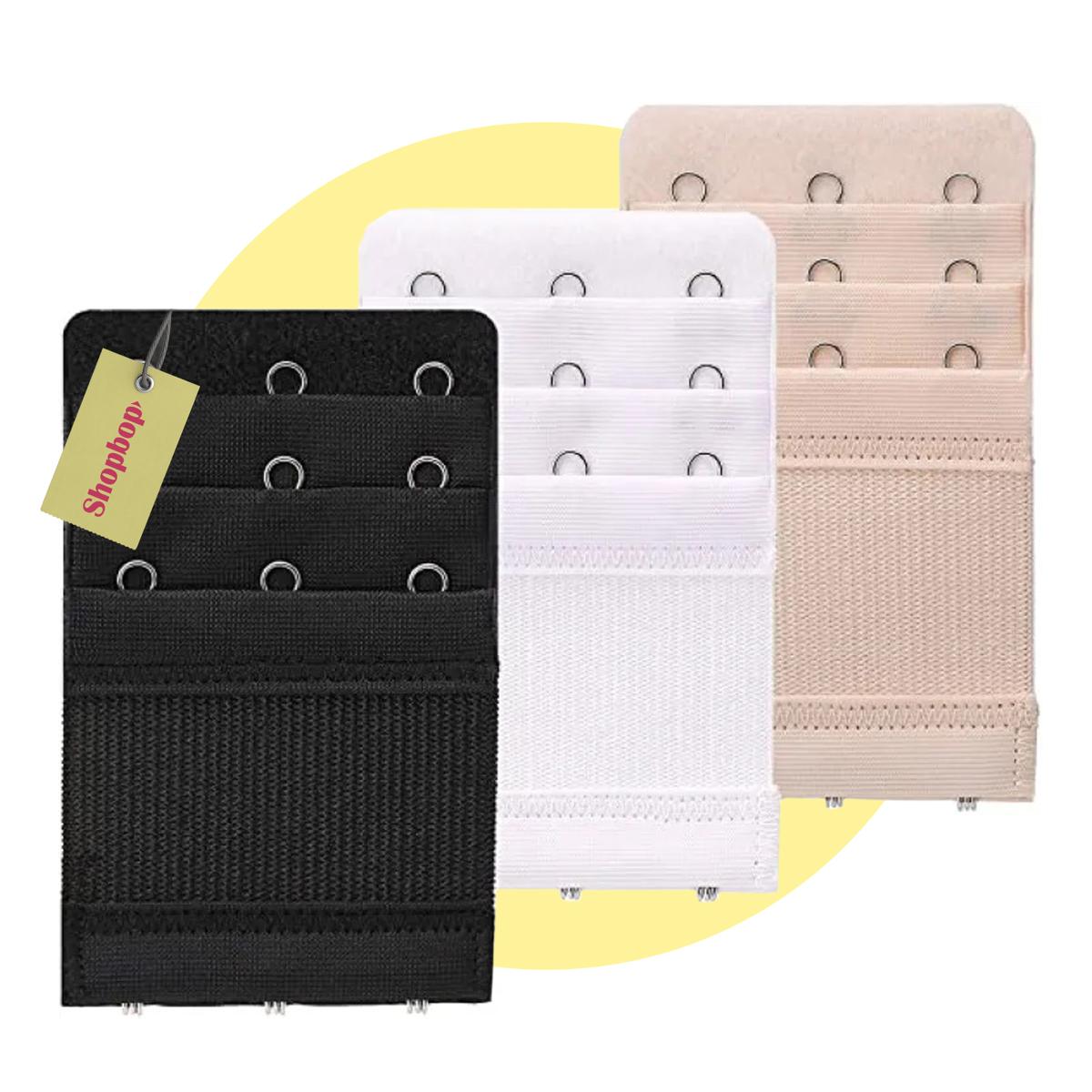 SHOPBOP Pack of 3 Bra Extender Extended Buckle Belt, 3 Hooks, 3 Rows Bra Extender, Bra Closure Extension, Soft, Comfortable Elastic for Women