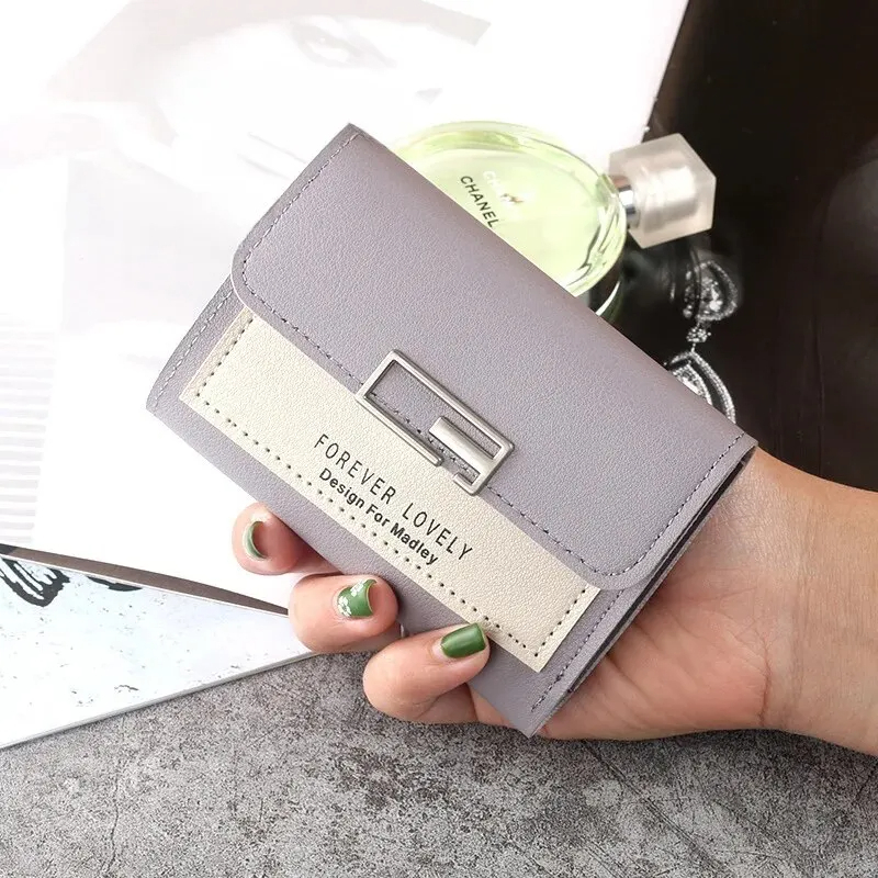 Minimalist Trifold Wallet for Women with Cardholder and Snap Closure