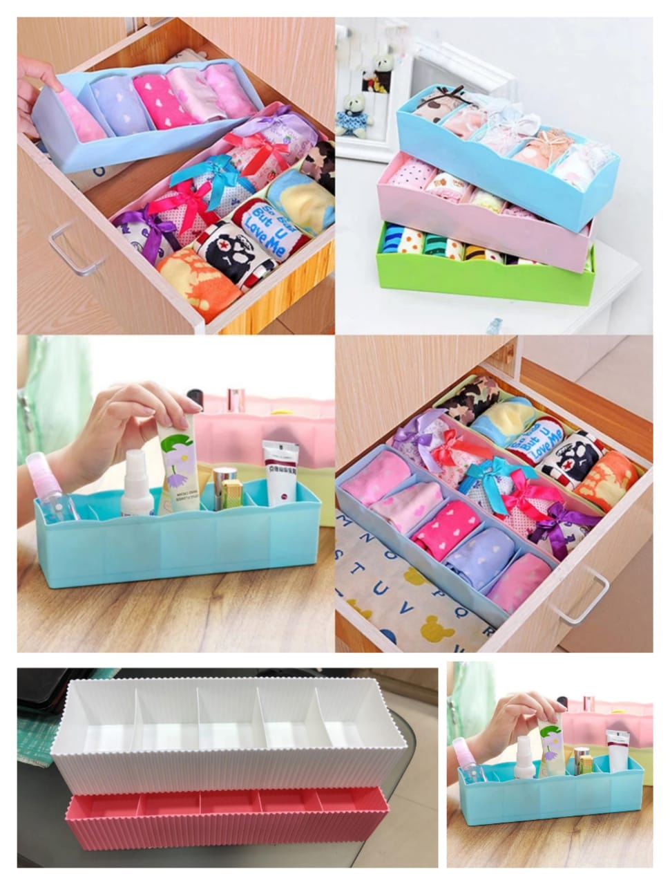 Convenient 5 grid storage basket wardrobe storage box drawer organizer