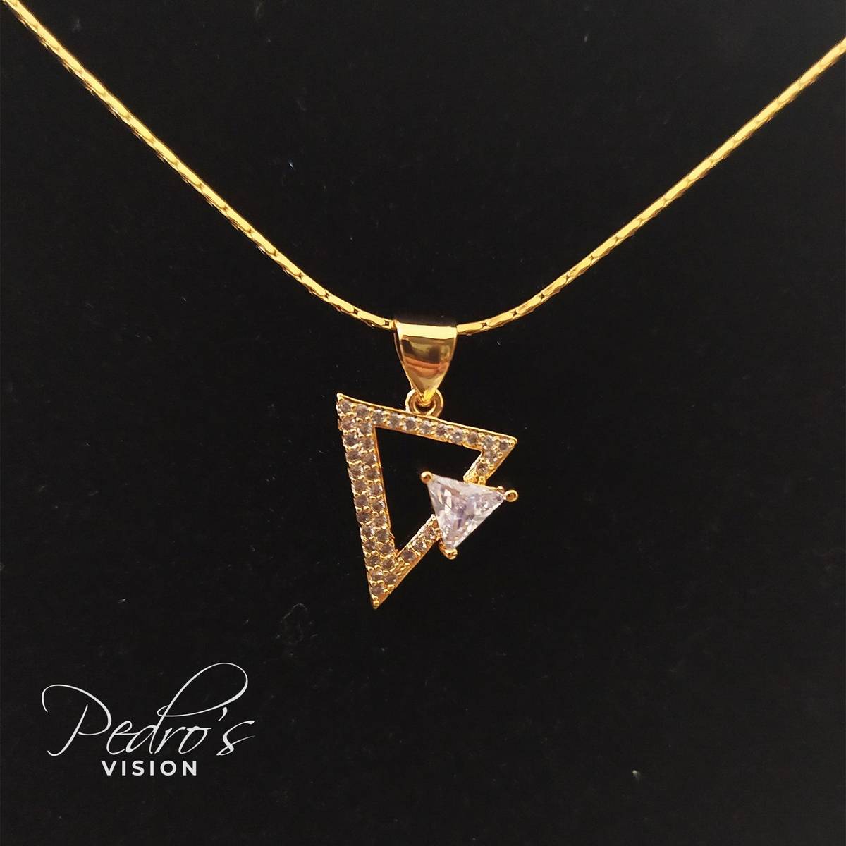 Rose Gold Zircon Triangle Pendant 