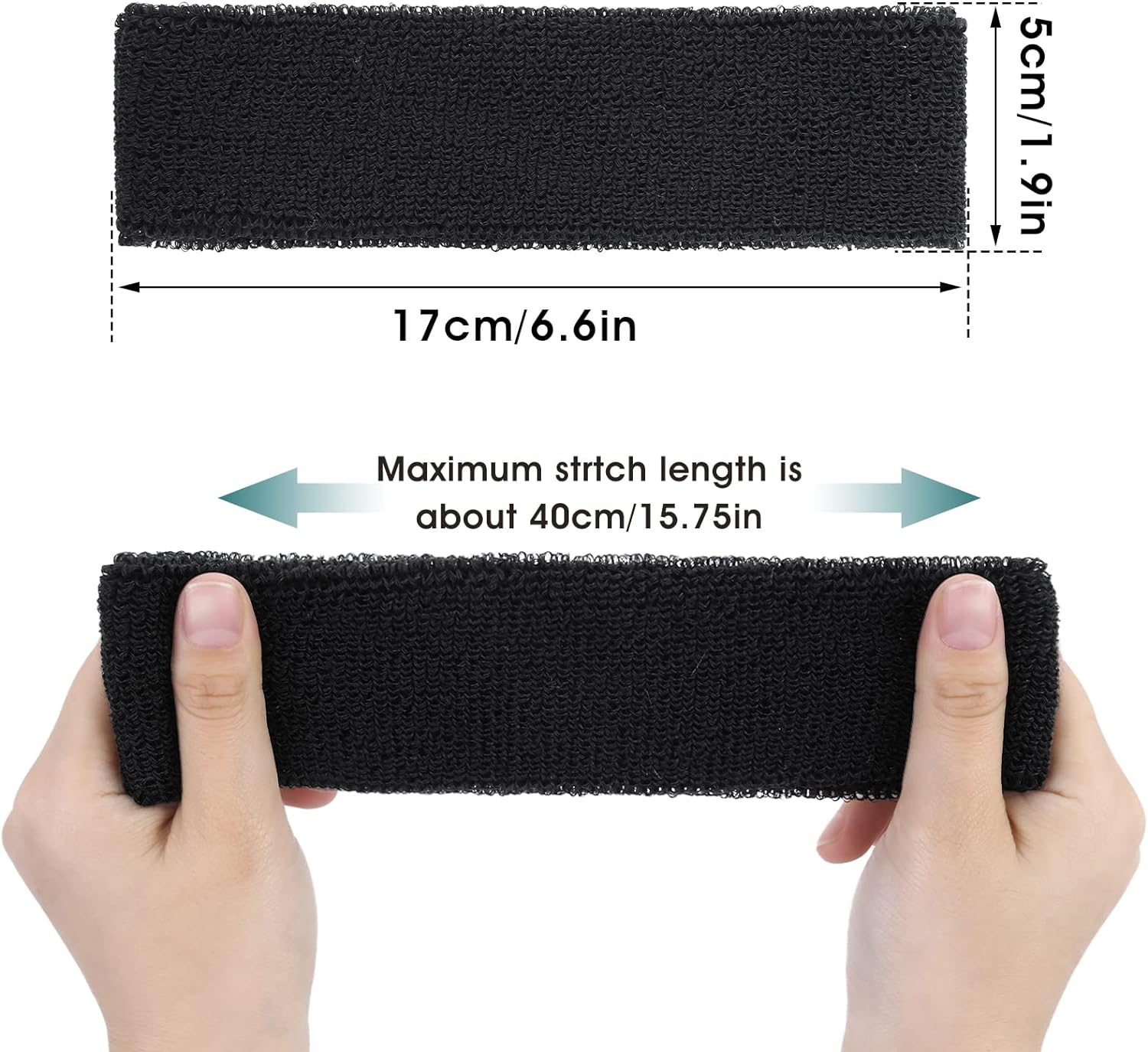 Headbands Tennis Running Unisex Athletic Basketball Head Gear - Black