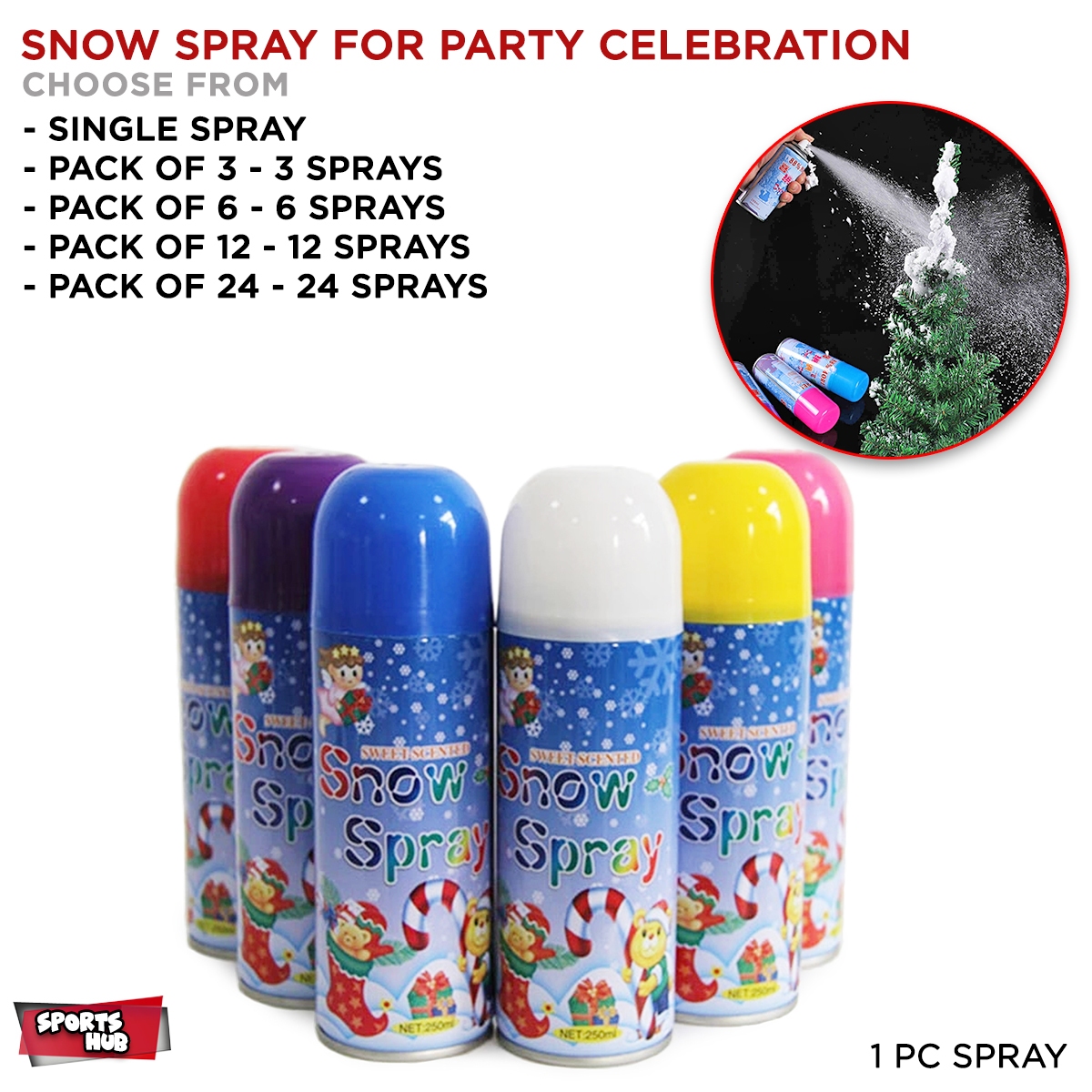 Snow Spray for birthday parties celebration, Artificial Snow spray can pack  of 3, 6, 12, 24 for party, bridal shower, weddings, anniversary, party  popper confetti snow decoration Supplies Set