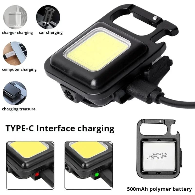 COB Flashlight Mini Portable Keychain Lamp 4 Lighting EDC Torch Outdoor Waterproof Emergency Camping Fishing Work Lights