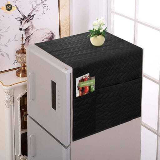 The Royal Bedding Fridge Dust Cover  Refrigerator Dustproof Cover with 6 Pocket Household Freezer Top Hanging Bag Fridge Storage Bag Appliance Protector Organizer Washing Machine Top Cover