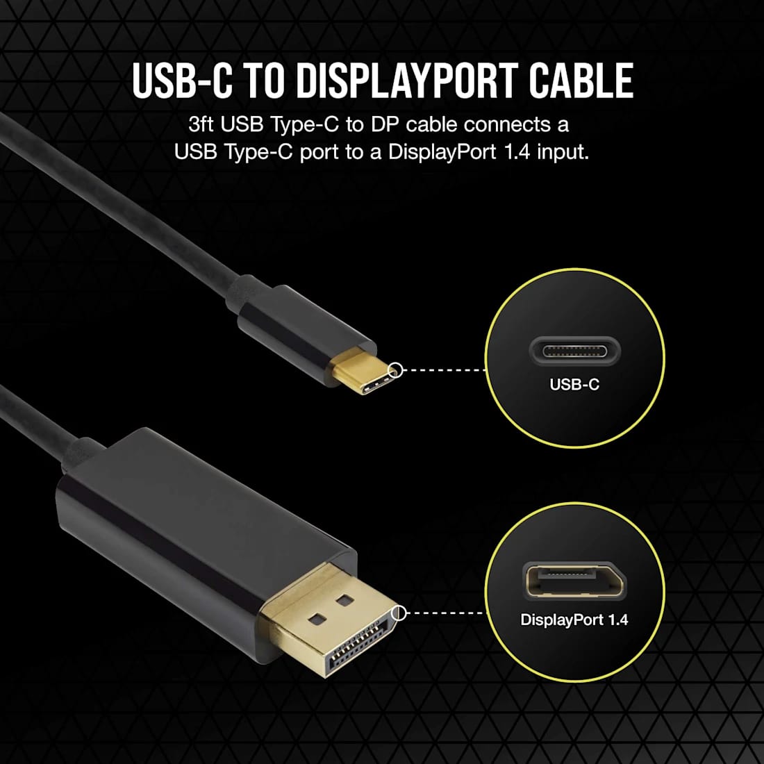 USB 3.1 TYPE C TO DP DisplayPort Converter Cable  5.8FT Type C DP Cable HD