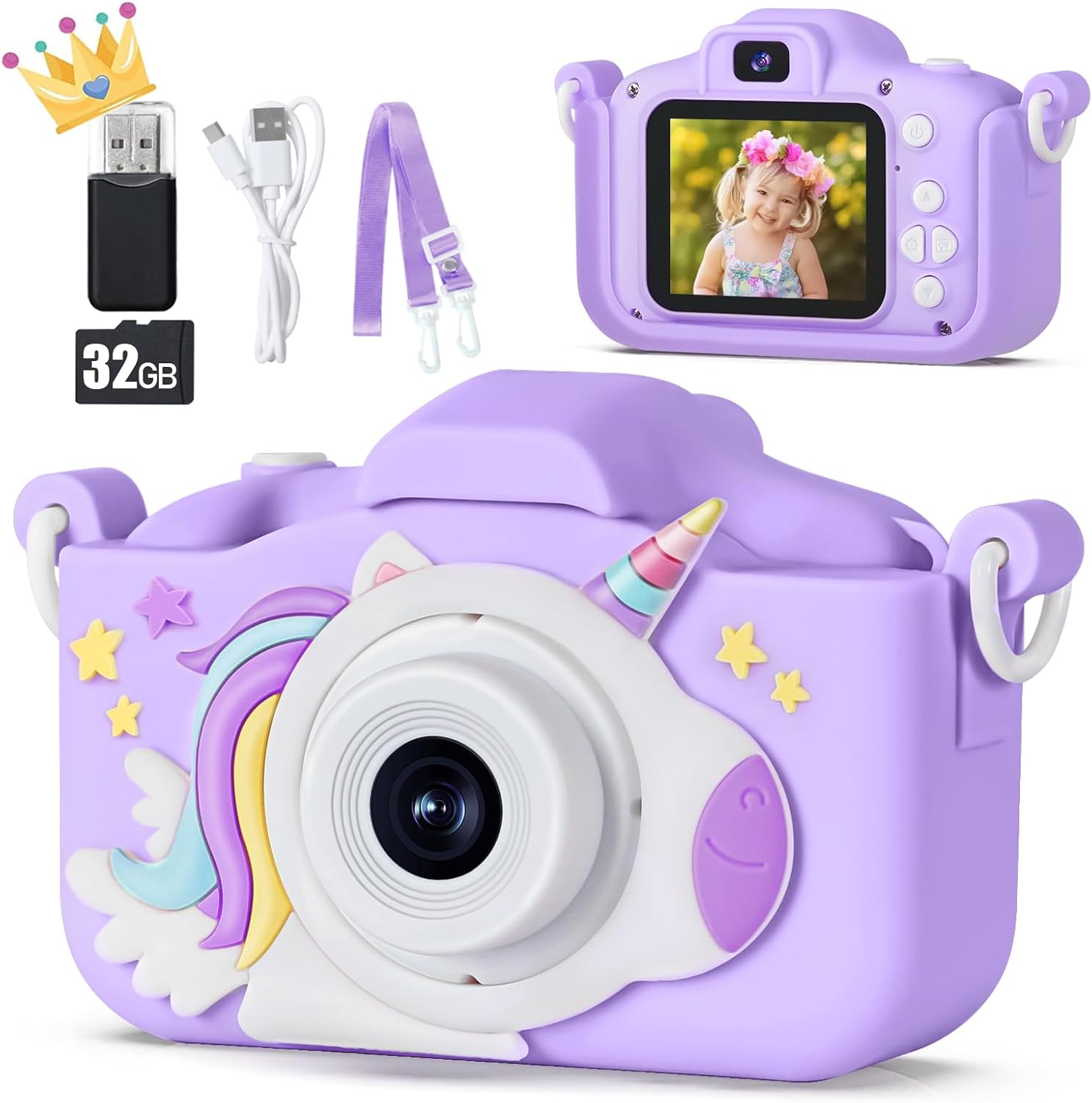 Mini Cute Children Kid Digital Video Camera Toy with 2.0in TFT Color Screen Eye-friendly Supporting Taking Photos Recording Videos DIY Photos 720P High Resolution Kids Digital Camera Mini Video Camcorder with 8 Mega Pixels 2 Inch Large IPS Display Screen