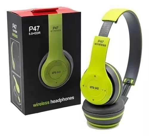 Original P47 Wireless Bluetooth Headphones | Foldable Stereo Over-Ear Headset | Rechargeable with Mic | FM Radio | TF Card Support | AUX Compatible