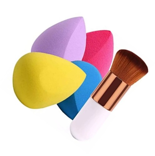 Pack of 2 items Kabuki Makeup Brush with Beauty Blender Makeup Sponge Puff price in Pakistan