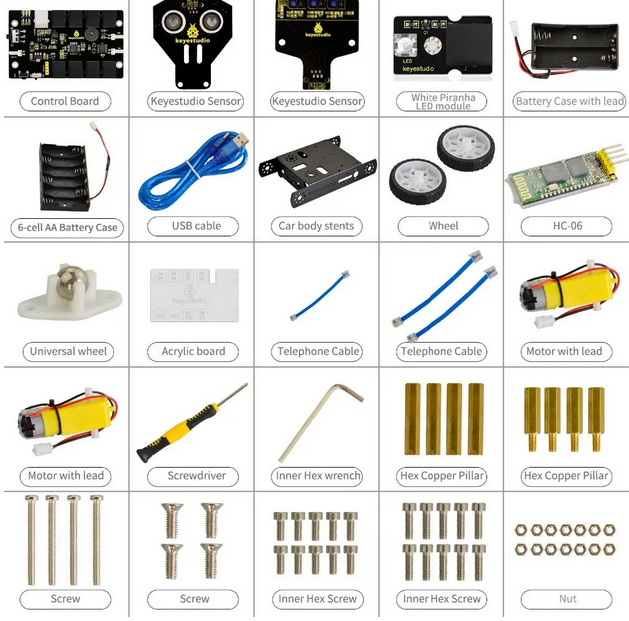 Keyestudio KEYBOT Programmable Education Robot Car Kit + User Manual For Arduino Graphical Programming
