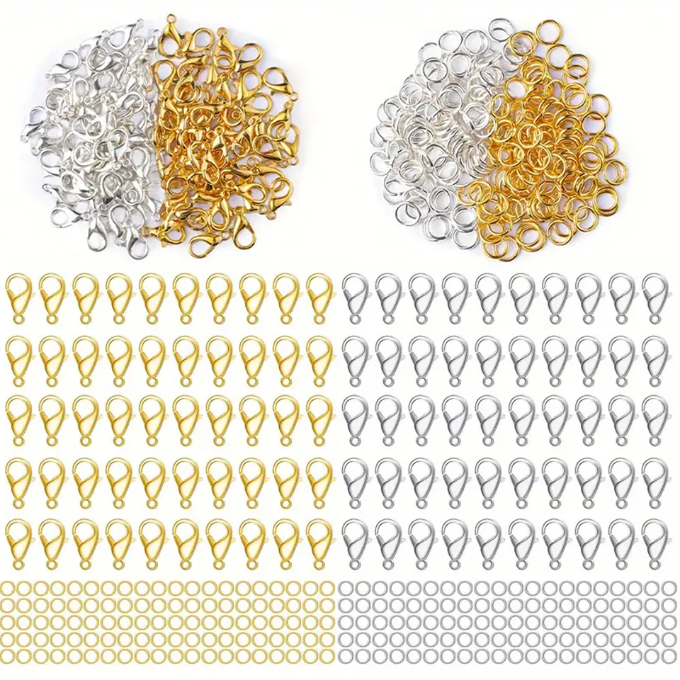 Stainless Steel Golden Silver 12mm Metal Lobster Clasp Hook Connector For Necklace Bracelet Fastener With Open Jump Ring For Bracelets Necklaces Chain DIY Jewelry Making Findings