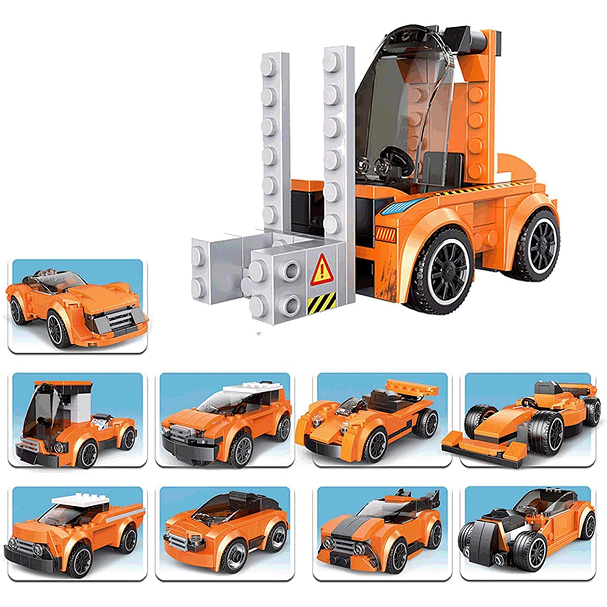 Decool Multificence Forklift Bricks Toys 169+Pcs, Mclaren 720s Vehicle, Forklifter, Sports Racing Car Brick 10 In 1 Block Model Early Educational Learning DIY Toys Model Play Set Compatible Lego For Kids Build Your Skill Gift For Boys & Girls Code: 31028