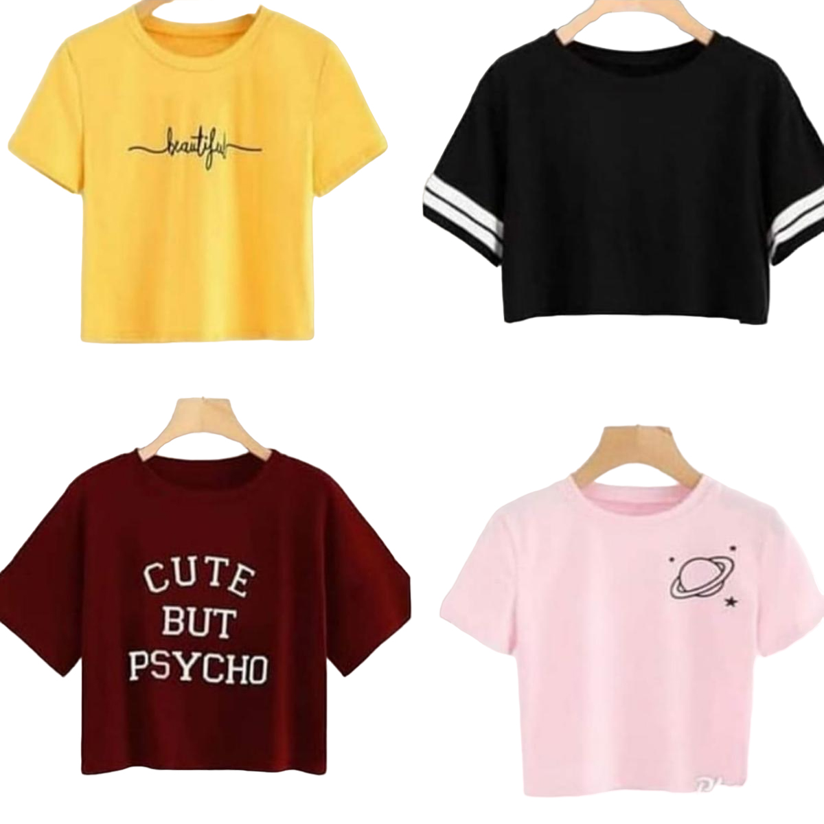 Pack Of 4 Cotton Cropped T-Shirt For Women