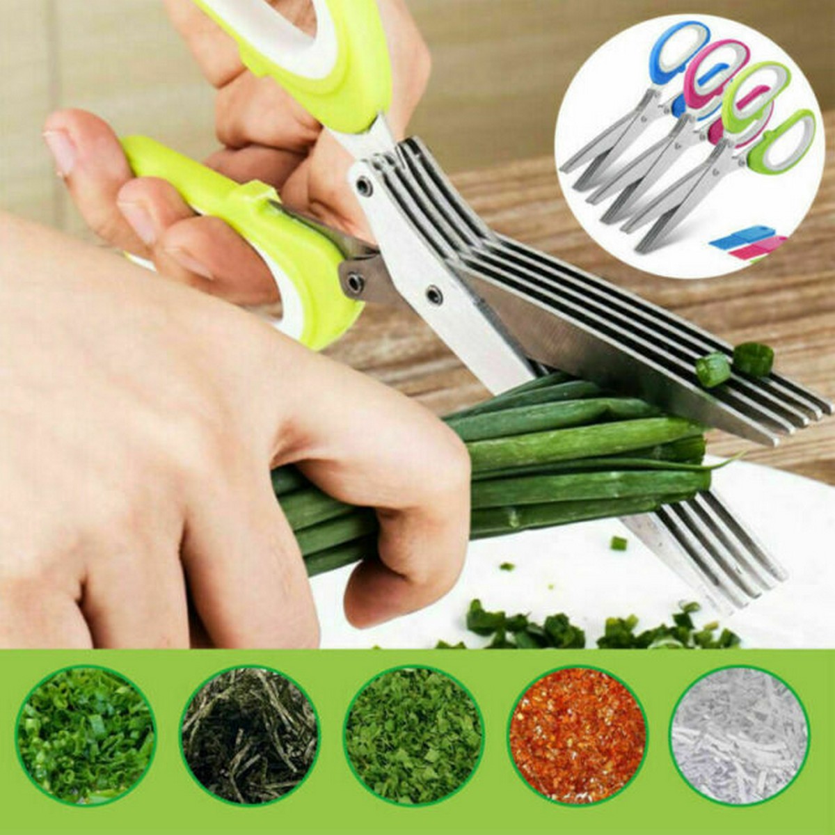 5 Layer Stainless Steel Scissors vegetable cutter chopper Kitchen