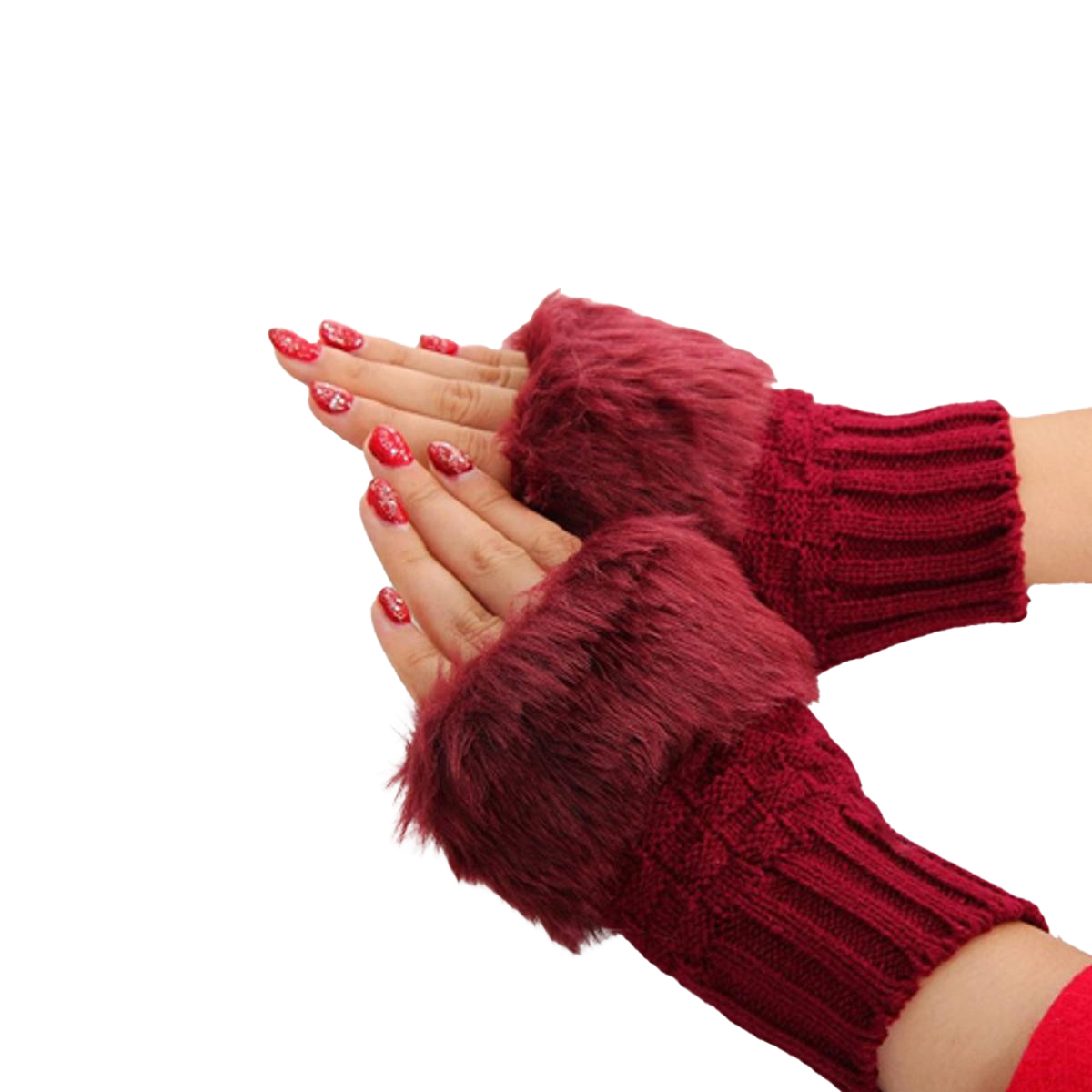 Fancy Winter Women Gloves Knitting Wool Keep Warm Short Mitten Fingerless Lady Girl Half Finger Glove