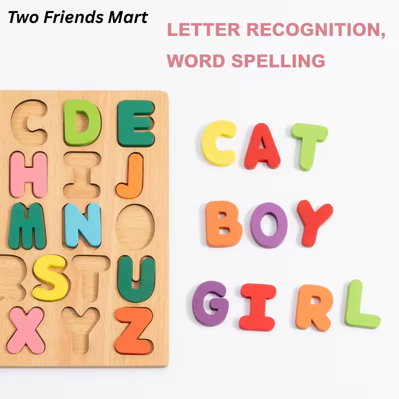 Colorful Wooden Alphabet Puzzle Board, Educational Letters and Numbers Matching Game, Kids Wooden Learning Toy and Early Education Board.