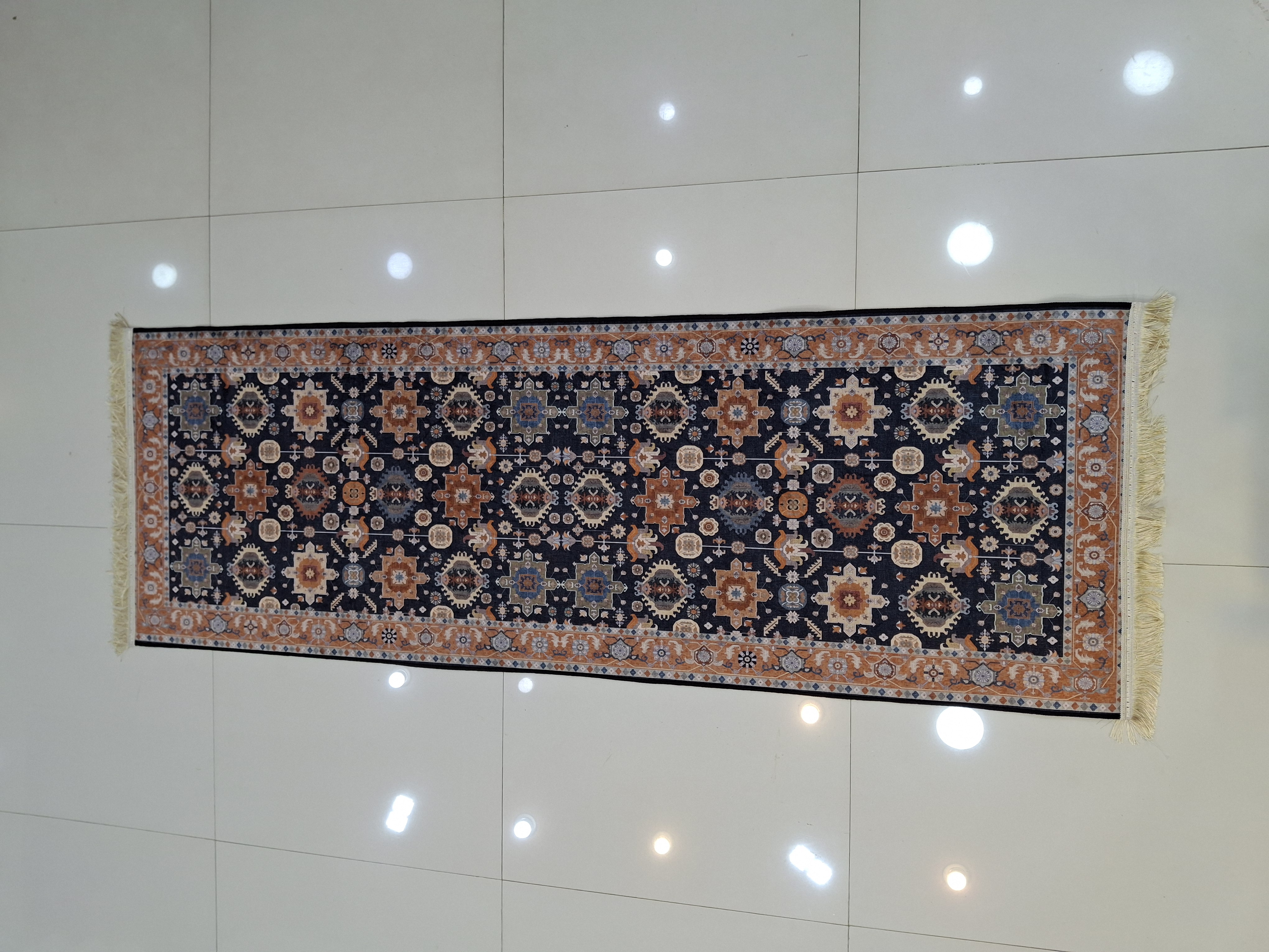 2x6 Feet Anti-Slip Silk Runner Rug, Bamboo Silk Polyester Carpet, Machine Made, Non-Shedding, Stain Resistant, Soft and Comfortable, Washable at 30ºC